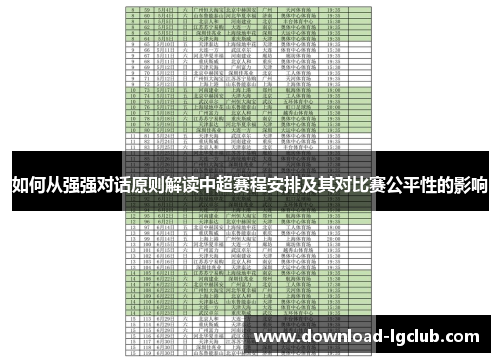 如何从强强对话原则解读中超赛程安排及其对比赛公平性的影响