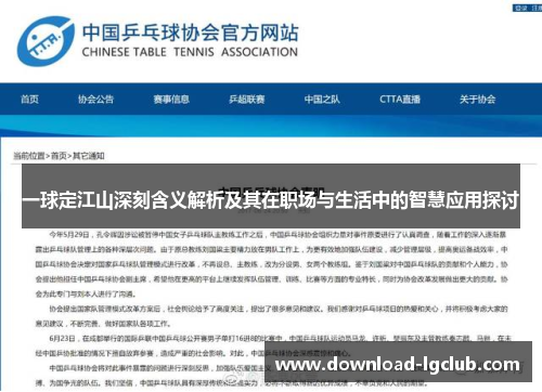一球定江山深刻含义解析及其在职场与生活中的智慧应用探讨